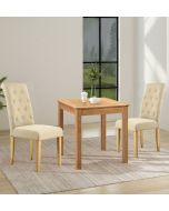Hereford Oak Small Dining Table with 2 Fabric Chairs