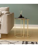 Bourton Round Nest of 2 Tables with Glass Top