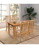 Camberley Oak Butterfly Extending Dining Table with 4 Premium Oak Chairs with Beige Seat Pad