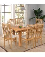 Camberley Oak Butterfly Extending Dining Table with 6 Premium Oak Chairs with Beige Seat Pad