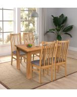 Camberley Oak Butterfly Extending Dining Table with 4 Premium Oak Chairs with Steel Grey Seat Pad