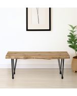 Cullompton Bench (110cm) with Live Edge Effect and Black Metal Legs
