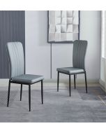 Cullompton Dining Chair with Light Grey Faux Leather and Black Legs x 2