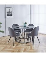 Cullompton Large 120cm Round Table with 4 Grey Curved Back Chairs
