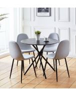 Cullompton Small Round Black Dining Table (0.9m) with 4 Chairs (CHA502-SGY)