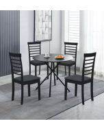 Cullompton Small Round Dining Table 90cm with 4 Black Finish Fabric Chairs