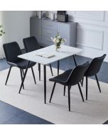 Cullompton Rectangular Dining Table (1.2m) with 4 Black Bonded Leather Chairs