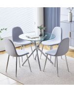 Cullompton Small Round Glass Dining Table (0.9m) with 4 Chairs (CHA501-SGY)