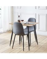 Cullompton Small Rectangular Dining Table with Light Oak Effect Top (80x60cm) with 2 Chairs