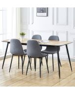 Cullompton Large Extending Dining Table with Light Oak Effect Top (120-180cm) with 4 Chairs