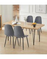 Cullompton Large Dining Table Live Edge Effect Top (1.6m) with 4 Dark Grey Fabric Chairs