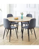 Cullompton Large Round Dining Table with Light Oak Effect Top (120cm) with 4 Chairs
