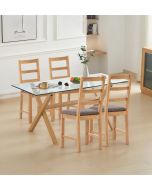 Cullompton Dining Table Glass Top (160cm) with 4 Grey Fabric Ladder Back Chairs