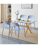 Cullompton Glass Table Top (160cm) with 4 Light Grey Stackable Plastic Chairs