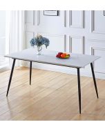 Cullompton Large Rectangular Dining Table (1.6m) with Marble Effect Top and Black Legs