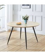 Cullompton Large Round Dining Table (120cm) with Oak Effect Top and Black Legs