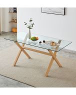 Cullompton Glass Table with Wooden Effect Legs (160cm)