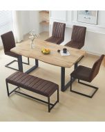Cullompton Large 160cm Dining Table with 110cm Bench and 4 Brown Chairs