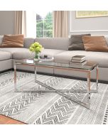 Finley Stainless Steel Coffee Table with Glass Top