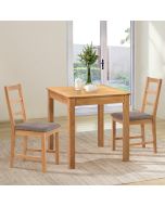 Hereford Small Dining Table with 2 Ladder Back Oak Chairs (Grey Seat)