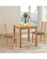 Hereford Small Dining Table with 2 Cross Back Oak Chairs (Grey Seat)