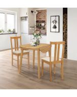 Ledbury Light Oak Drop Leaf Round Dining Table with 2 Light Oak Chairs
