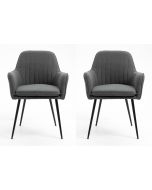 Pair of Dark Grey Fabric Armchair with Metal Legs