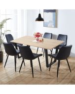 Dudley Dinning Table 1.5m with 6 Black Bonded Leather Chairs