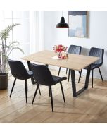 Dudley Dinning Table 1.5m with 4 Black Bonded Leather Chairs