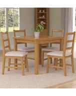 Waverly Small Extending Table with 4 Ladder Back Oak Chairs with Beige Fabric Seat