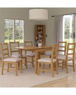 Waverly Small Extending Table with 6 Ladder Back Oak Chairs with Beige Fabric Seats