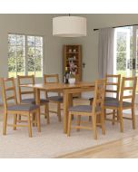 Waverly Small Extending Table with 6 Ladder Back Oak Chairs with Steel Grey Fabric Seats