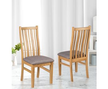 Waverly Solid Oak Dining Chair in Pair - Steel Grey