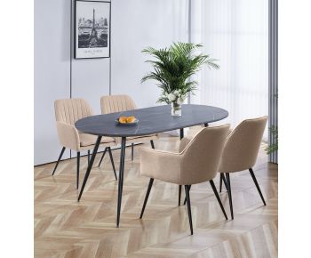Cullompton Large 160cm Oval Table with 4 Light Brown Arm Chairs