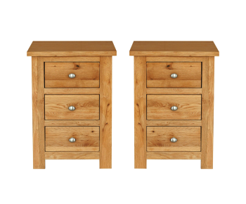 Waverly Oak 3 Drawer Bedside Table (Pair)