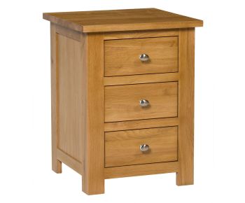 Waverly Oak 3 Drawer Bedside Table 